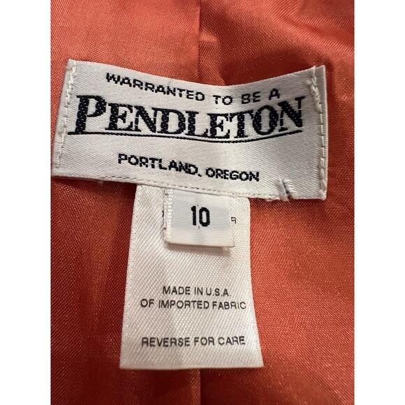 Pendleton Womens Peach Orange Shoulder Pads Button Up Blazers Size 10 Made USA - Picture 6 of 9